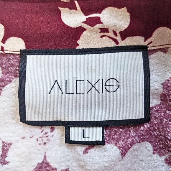 ALEXIS Ambrosia Red Floral-Print Long Sleeve Tie Neck Cottage Midi Dress Size L - Picture 3 of 8